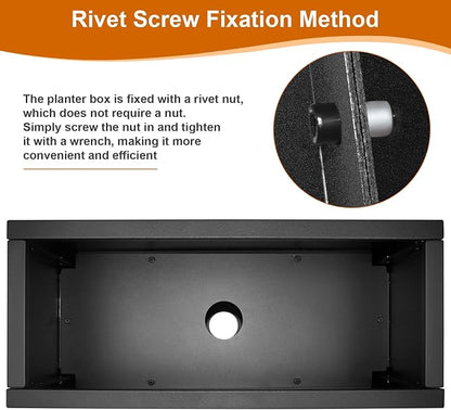 28"x12"x28" Large Metal Planter Box, Heavy-Duty Rust Resistant Steel Planter with Drainage Hole, Modern Rectangular Planter for Outdoor Indoor Patio Garden Yard (Black)