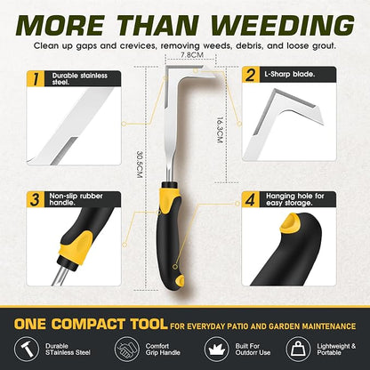 SWANSOFT Crack Weeder – Crevice Weeding Tool for Sidewalk, Driveway & Garden, Garden Tools for Weeding, Heavy-Duty Stainless Steel Crack Weeder Tool,Ergonomic Handheld Crack Weeder