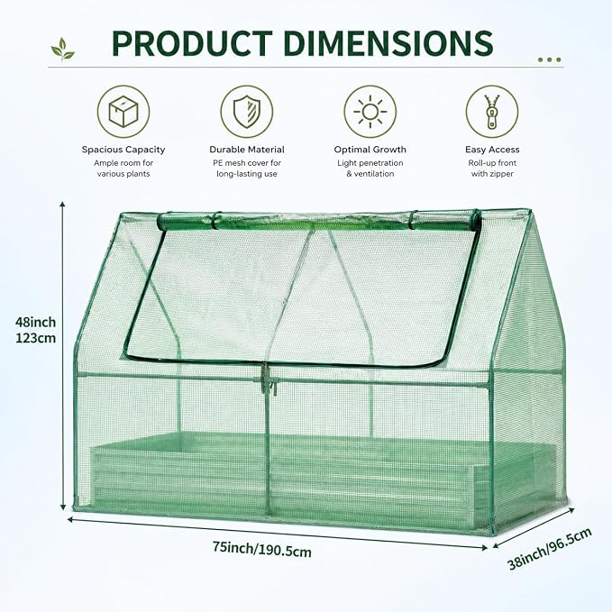 Garvee 6x3x1 FT Raised Garden Bed with PE Cover & Self-Watering System | Galvanized Planter Box Outdoor with Greenhouse Cover, Outdoor Raised Bed for Vegetables, Flowers, Backyard, Patio