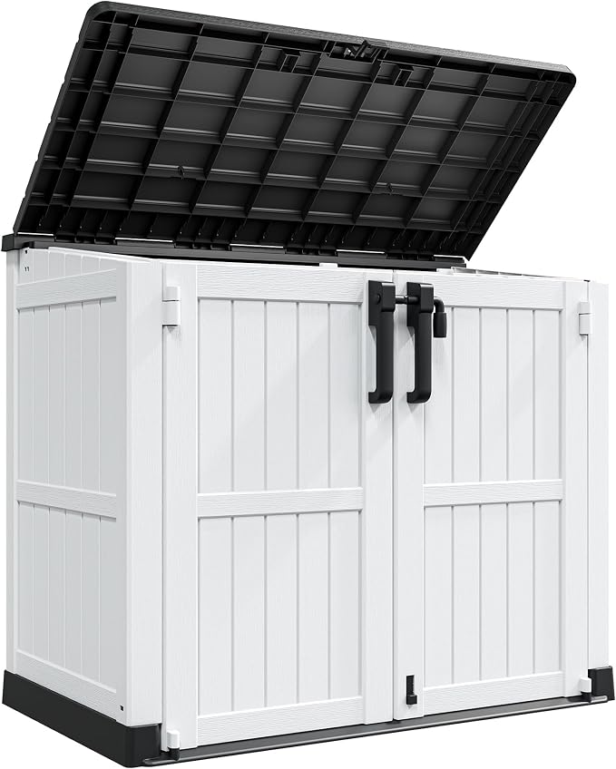 LHBcraft Outdoor Storage Cabinet 36 Cu Ft with Lockable Doors, Portable Horizontal Resin Storage Shed -Easy to Assemble, Waterproof Outdoor Storage Box for Backyards,Patios