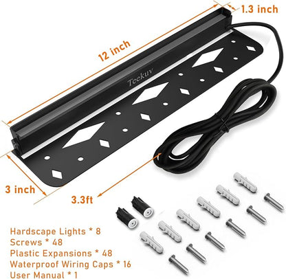 Teekuv 8 Pack 12 Inch LED Hardscape Lighting, 6W Retaining Wall Lights IP65 Waterproof Paver Lights, 12V AC/DC Low Voltage Outdoor Soft White 2700K Landscape Wall Lighting 50,000 Hours Lifespan