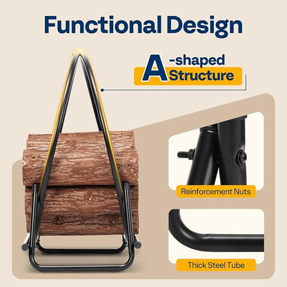 VIVOHOME 48 Inches Firewood Log Rack Hoop with Round Cover, Heavy Duty Solid Steel Fire Wood Storage Rack and Cover Set with Zipper, Round Log Holder Ring for Indoor Outdoor Patio Deck Porch