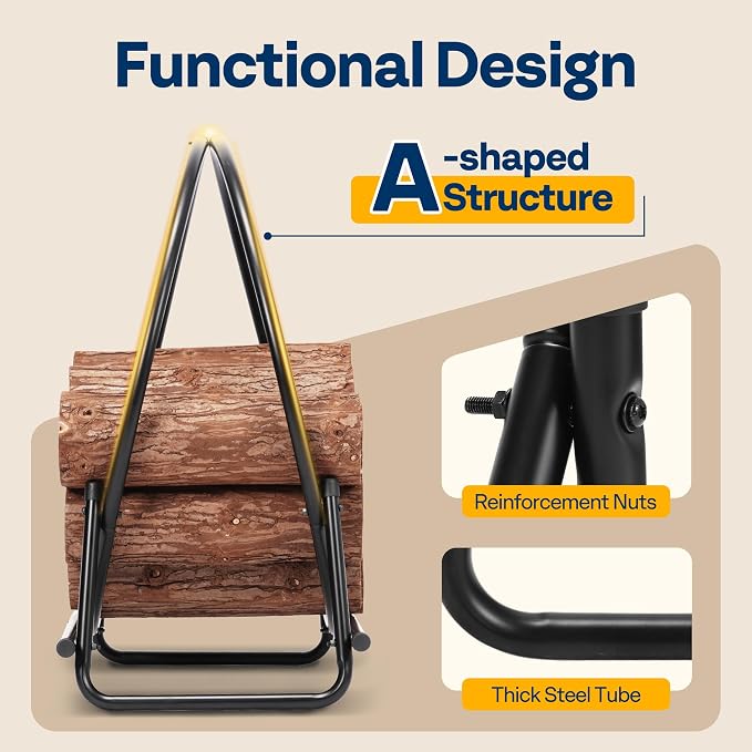 VIVOHOME 28 Inches Firewood Log Rack Hoop with Cover, Heavy Duty Solid Steel Fire Wood Storage Rack and Cover Set with Zipper, Round Log Holder Ring for Indoor Outdoor Patio Deck Porch