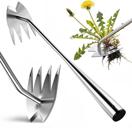 LOOHOI Garden Hand Weeder Tool, Heavy-Duty Stainless Steel Weeding Tool for Deep Root Removal, Portable Garden Weed Removal Tool for Lawn, Flower Beds & Yard