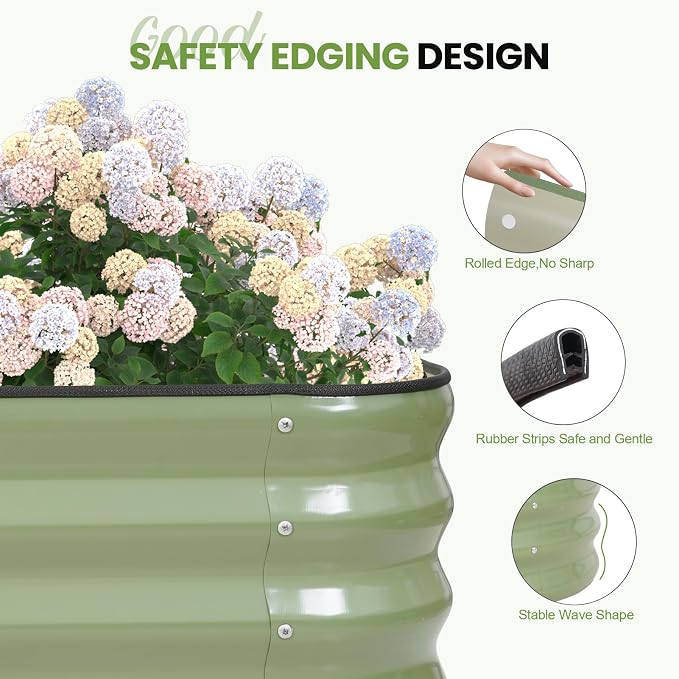 G GOOD GAIN 4-in-1 Adjustable Raised Garden Bed Kit | Galvanized Planter Boxes for Vegetables, Flowers | 12" Tall, Multiple Sizes (5x3x1ft, 4x4x1ft, 6x2x1ft, 7x1x1ft) | Outdoor Metal Raised Bed, Green