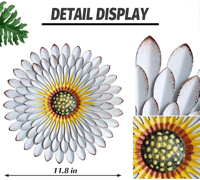 Metal Flowers Wall Decor Indoor Outdoor Metal Wall Art for Farmhouse Home Living Room Bedroom Bathroom Garden Decor – White