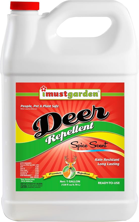 I Must Garden Deer Repellent: Spice Scent Deer Spray for Gardens & Plants – Natural Ingredients – 1 Gallon Ready to Use Refill