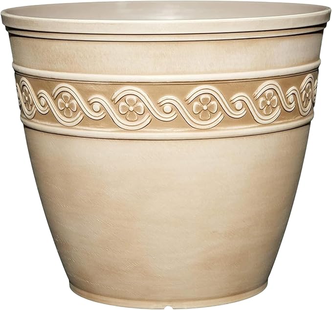 Classic Home and Garden by Growscape Corinthian Planter Pot (8" Desert Tan) | Classic Resin Plant Pots, Lightweight Indoor Outdoor Planter, Weather-Resistant, Great for Patio, Home & Garden Decor Accent