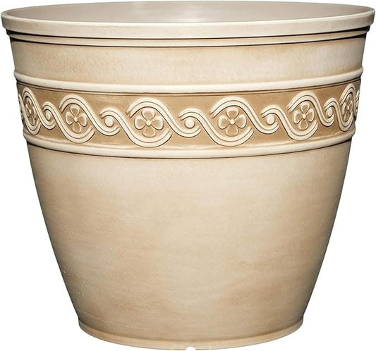 Classic Home and Garden by Growscape Corinthian Planter Pot (8" Desert Tan) | Classic Resin Plant Pots, Lightweight Indoor Outdoor Planter, Weather-Resistant, Great for Patio, Home & Garden Decor Accent