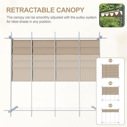Aoodor Replacement Adjustable Canopy, Retractable Shade for Pergola, UV Resistant and Fade-Resistant, Fits 10 x 13 ft, Brown