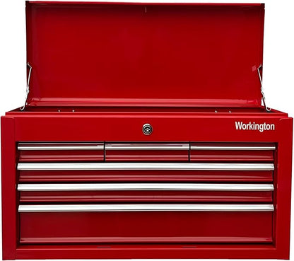 Workington Portable Metal Tool Chest with 6 Drawers, 24" 6-Drawer Tool Chest Cabinet with Ball Bearing Drawer Slides, Steel Tool Storage Box Organizer 4005 Red