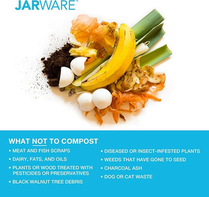 Jarware Mason Jar Lid, Stainless Steel Compost Lid For Wide Mouth Mason Jars, With 4 Charcoal Filters