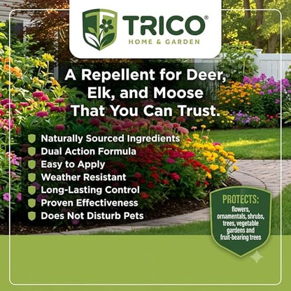 Trico Deer Repellent Concentrate, Natural Sheep Fat Formula, Long-Lasting Scent & Taste Barrier, Rain Resistant Wildlife Protection for Lawns, Gardens, Orchards & Crops, 1 Gallon | 1 unit/case, B2B delivery, free freight, long-lasting animal deterrent,...