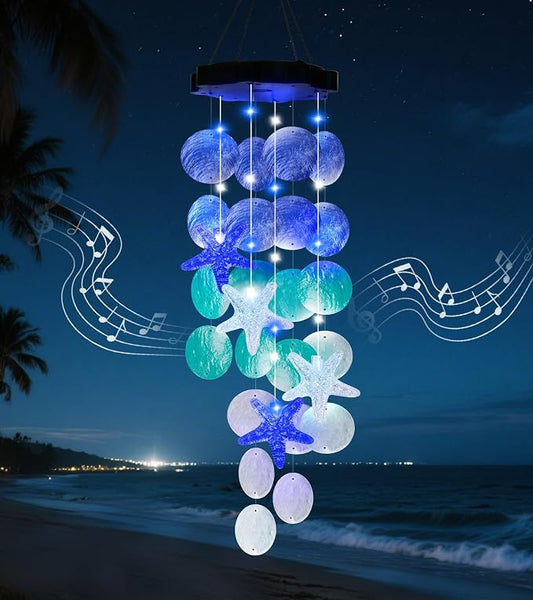(New) Solar Wind Chime for Outside, Solar Hanging Wind Chime Lights, Gift for Women Grandma Mom Wife Sister Girls, LED Decorative Mobile Lights for Garden Yard Patio Decorations - Blue