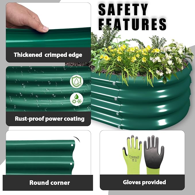Raised Garden Bed, 12" Tall Galvanized Metal Raised Beds for Gardening | 2 Pack 6x3x1ft,Rust Resistant Elevated Garden Bed, Planters Box Kit for Outdoor Plants Vegetables Flowers Herbs Tomatoes