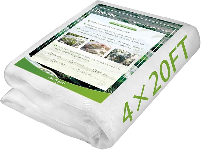 Garden Netting & Plant Netting, 4'x20' Fine Mesh Plant Protection Barrier, Garden Net Covers for Raised Beds, Mesh Fencing & Tree Net Bags, Protect Vegetables, Fruits, Plants & Flowers