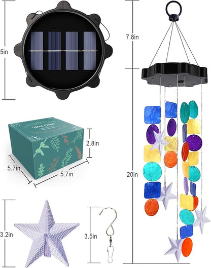 Toodour Solar Decorative Lights Outdoor, Colorful Shells Lights Gifts for Mom Grandma Women Wife Girls, Solar Wind Chimes Outside Decorative Mobile Light for Holiday Garden Porch Yard Window Decor