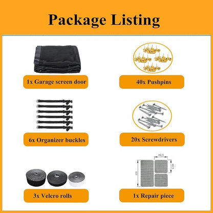 Magnetic Garage Door Screen 11x9ft for 1 Car, Hands Free Net Curtains, Retractable Fiberglass Doors Cover Closure for Garage Carport Patio Balcony Porch Gazebo Backyard Greenhouse RV (Black, 11x9ft)