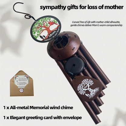 40" Memorial Wind Chimes for Loss of Mother, Memorial Gifts for Loss of Mom, Tree Holds Mother’s Love, Cardinal Carries Longing, Silhouette Captures Mother-Daughter Time, Cardinal Wind Chime