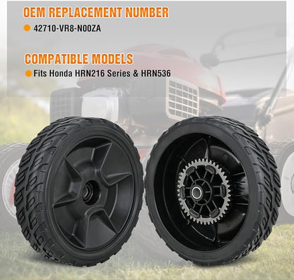Yesker Lawn Mower Wheels Replacement 8 Inch 42710-VR8-N00ZA Assembly, Honda Lawnmower Rear Wheels Compatible with HRN216 Series for Self-Propelled Walk-Behind, 2-Pack