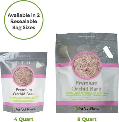 Perfect Plants Premium Orchid Bark 4qt. | Mulch Mix for Epiphytic Plants | Base for Orchid Potting Soil Substrate