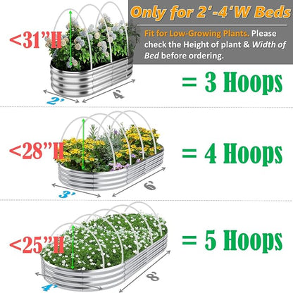 Garden Mesh Netting Kit, Super Bendable Fiberglass Greenhouse Hoops with Ultra-Fine Pest Barrier for 2-4ft Wide Raised Beds, Weather Resistant Grow Tunnel for Planting Row Protection