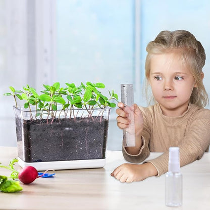 Oliz 4pk Self-Watering Windowsill Planters, Clear Plastic w/Drainage Holes | 7.8"x5.4"x4", Rectangular Flower Pots, Plant Growth Observation Box for Kids