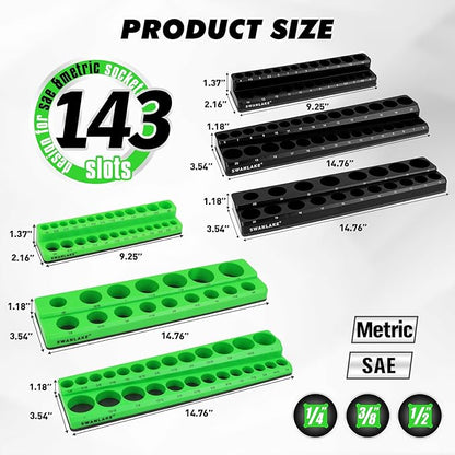 20-Piece Magnetic Tool Organizer Set, 1/4", 3/8", 1/2" SAE & Metric Socket Organizers, 2 Large Wrench Holders, 24-Slot Wrench Rails, Plier and Screwdriver Wall Mount Storage