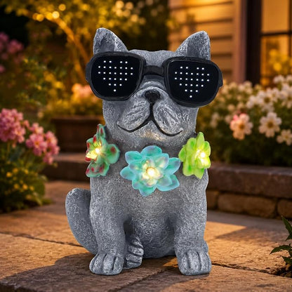 Solar Garden Statues Dog with Succulent and LED Lights Birthday Gifts for Women Mom Grandma Solar Outdoor Decor for Patio Backyard Yard Lawn Decoration-Unique Housewarming Gifts