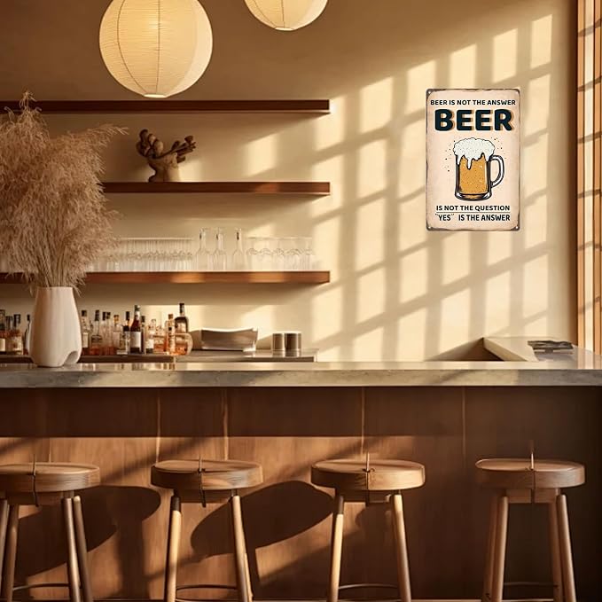 Vintage Metal Sign Beer Is Not The Answer Tin Sign Funny Walll Decor for Bar Kitchen Pubs Cafe Home Garage 12×8 Inch