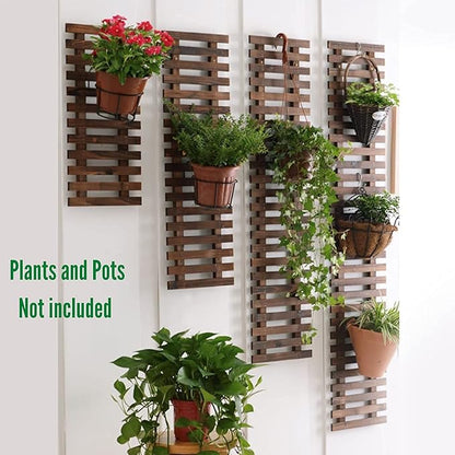 ShopLaLa Large Hanging Wall Planter for Indoor Plants (5 Pack) Wooden Decor | Wall Bathroom Decorations Living Room Home Plant Shelves Vertical Garden Huge Unique Farmhouse Vintage Rustic