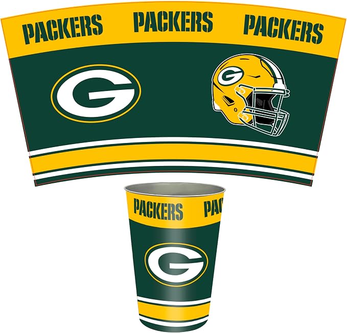 FANMATS 34660 NFL - Green Bay Packers Wastebasket | Green | 15"x10.5"x10.5" | Primary Logo, Helmet, & Wordmark