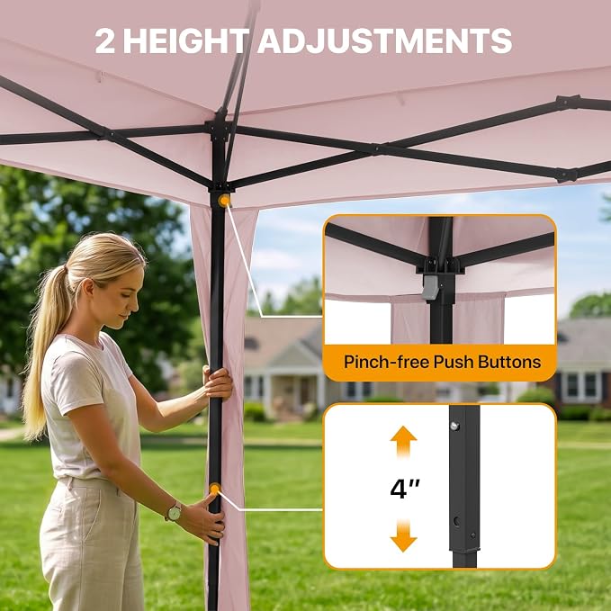 COOS BAY 11x11 Pop Up Gazebo with Mesh Netting, Instant Outdoor Canopy Tent, Water Resistant Shelter with UPF 50+ UV Protection, 121 Sq Ft Coverage, Pink
