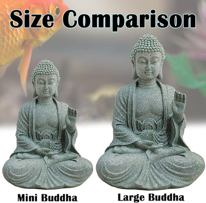 livelyfish Fish Tank Buddha Statue Handmade Japanese Aquarium Decoration Heavy-Duty Peace Hand Meditation Buda Sculpture for Aquarium Fish Tank Home Decor, Large-B