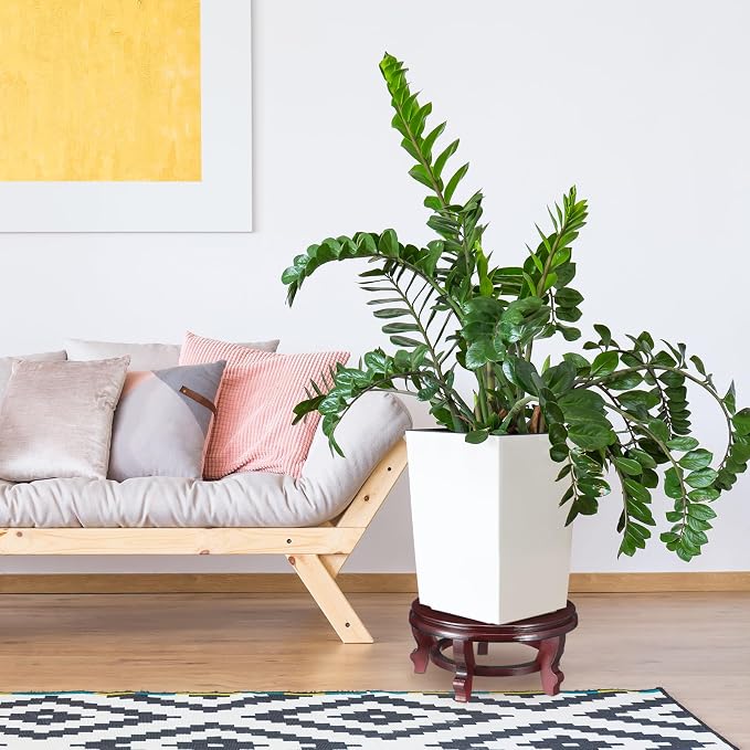 Colingmill 10.5 Inches Wooden Planter Stand Indoor Chinese Vase Fishbowl Display Stands Asian Vase Pot Traditional Stands for Home Indoor Plants Outdoor Decoration