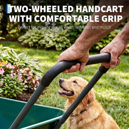 Garvee Wheelbarrow Garden Cart, Heavy Duty Home Utility, Dual-Wheel Home Garden Yard Utility Wheelbarrow Cart with Built-in Stand,(Green)