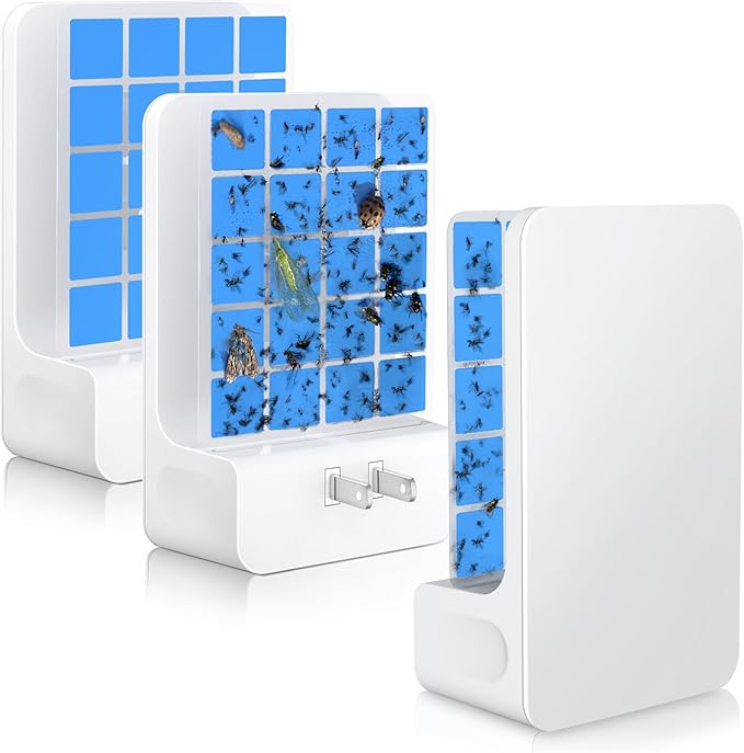 Advanced Double-Sided Indoor Fly Trap for Home, Plug-in 5-Way UV Light | Bug Catcher, Fly & Gnat Killer for House Flies, Gnats, Mosquitoes, Moths, Fruit Fly Traps for Indoors, 2 Traps 8 Refills