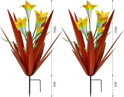Homight Metal Agave Plant Outdoor Decoration Lily Mexican Yard Art Garden Gift Home Decor Hand Painted Metal Agave Garden Yard Statue, Outdoor Lawn Ornaments(2 Big Yellow Lilies)
