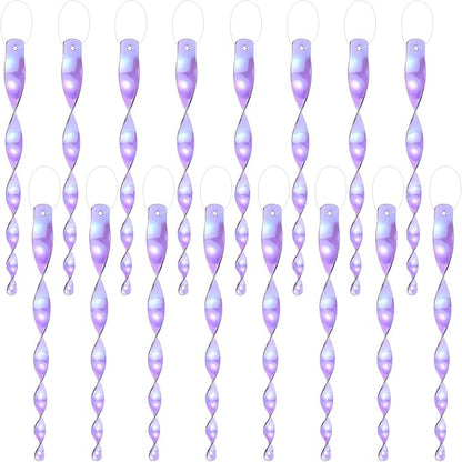 M METERXITY 16-Pack Bird Reflective Rods 11.5 Inch Spiral Bird Scare Rods Hanging Birds Deterrent Device for Yard/Patio/Garden/Farm/Decoration [Purple]