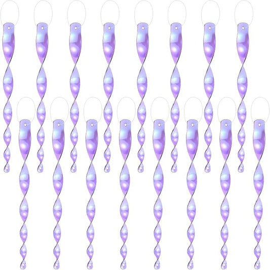 M METERXITY 16-Pack Bird Reflective Rods 11.5 Inch Spiral Bird Scare Rods Hanging Birds Deterrent Device for Yard/Patio/Garden/Farm/Decoration [Purple]
