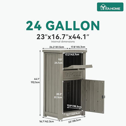 YITAHOME Anti-Theft Package Delivery Box for Outside w/Lockable Security | Outdoor Waterproof Parcel Drop Storage Boxes Resin Drop Box for Porch House Curbside, Taupe