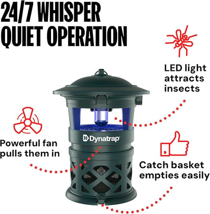 DynaTrap DT1130-GRSR 1/2 Acre Mosquito & Flying Insect Outdoor Trap and Killer – Kills Mosquitoes, Flies, Wasps, Gnats, & Other Flying Insects - Bug Zapper Alternative – Green