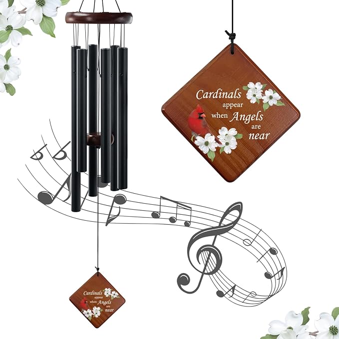 36" Memorial Wind Chimes Sympathy Gift - Cardinal Windchimes in Loving Memory of Loved One, Memorial Cardinal Gifts for Loss of Mom/Dad, Bereavement,Condolence,Funeral Grieving