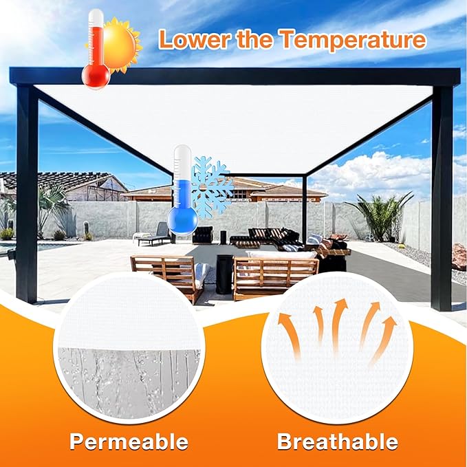 Artpuch Outdoor Pergola Shade Cover 7' X 11' Sun Shade Cloth with Grommets, 90% UV Protection Canopy Patio Privacy Screen (Customized Available) GN107, White