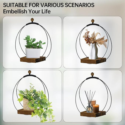 Adnkwolivt Hanging Planters for Indoor Plants - Plant Hanger Outdoor Pack of 2, Metal Plant Hanger Mid Century, Hanging Wall Ceiling Window, Gift for Mom, Plant Lovers, Housewarming