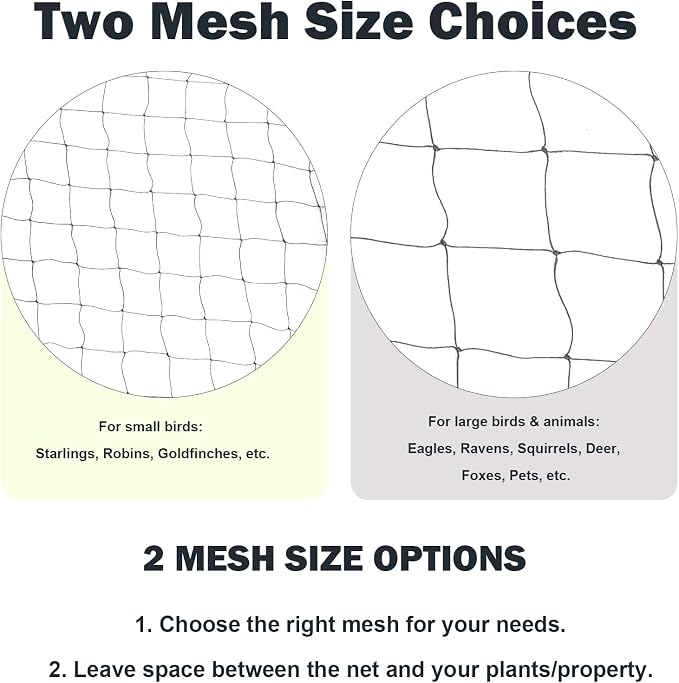 Jollybower Bird Netting 25'x25' Heavy Duty Nylon, 3/4" Square Mesh Poultry Chicken Coop Netting, Garden Netting for Fruit Trees Plants Against Hawks Wild Animals