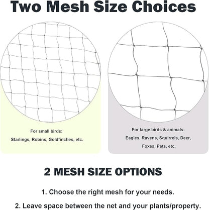 Jollybower Bird Netting 25'x25' Heavy Duty Nylon, 3/4" Square Mesh Poultry Chicken Coop Netting, Garden Netting for Fruit Trees Plants Against Hawks Wild Animals