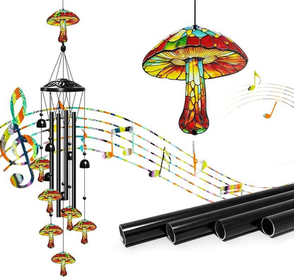 Mushroom Wind Chimes for Outside, Mushroom Gifts for Women/Men/Mother/Father, Metal Windchimes for Birthday/Christmas/Thanksgiving, Panda Decor for Patio, Garden,Yard, Home