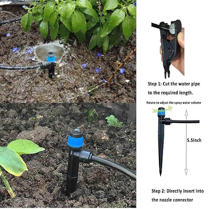 Drip Irrigation System with Water Timer for Garden,Main ID 1/2inch 16.5Ft And 1/4inch 96Ft Water Hose, Automatic Watering System Sufficient Water Pressure, Irrigation Dripper Waterflow Evenly Easy DIY