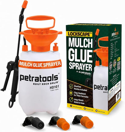 PetraTools LOCKSCAPE Mulch Glue Sprayer 1 Gal - Standard Kit (HD101) | Pump sprayer for mulch glue, rock glue, landscape adhesive, fertilizer, weed killer and lawn and garden chemicals